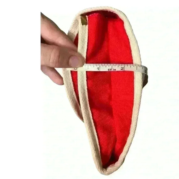 RARE VTG 60s - 70s red & cream canvas clutch East Texas Handbag Co. Lynn - Picture 8 of 11